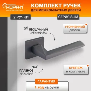 Ручка дверная НОРА-М 133K Slim,графит